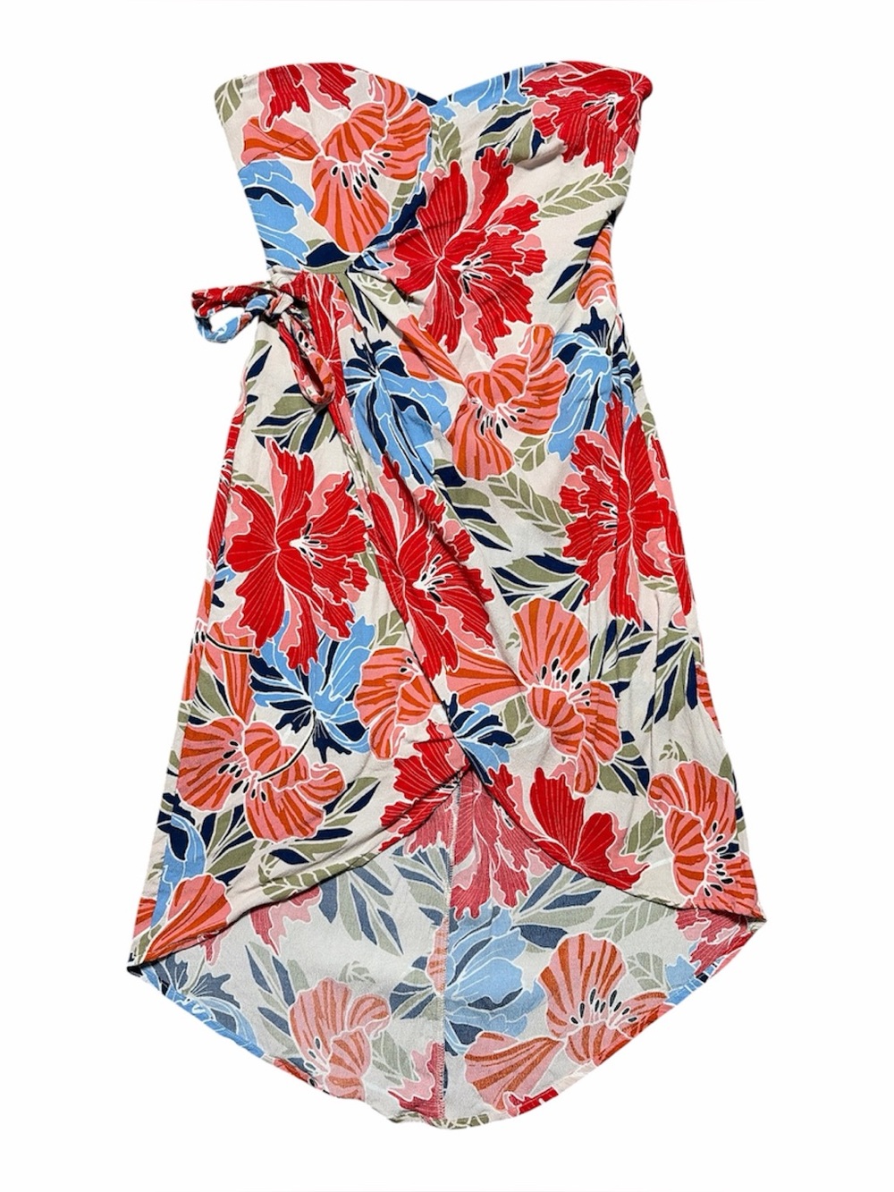 ASTR the Label Strapless Red Floral Dress Size Small - Picture 2 of 6